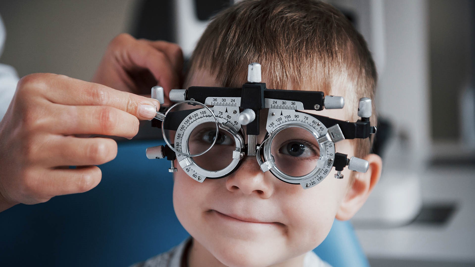 Child taking eye exam